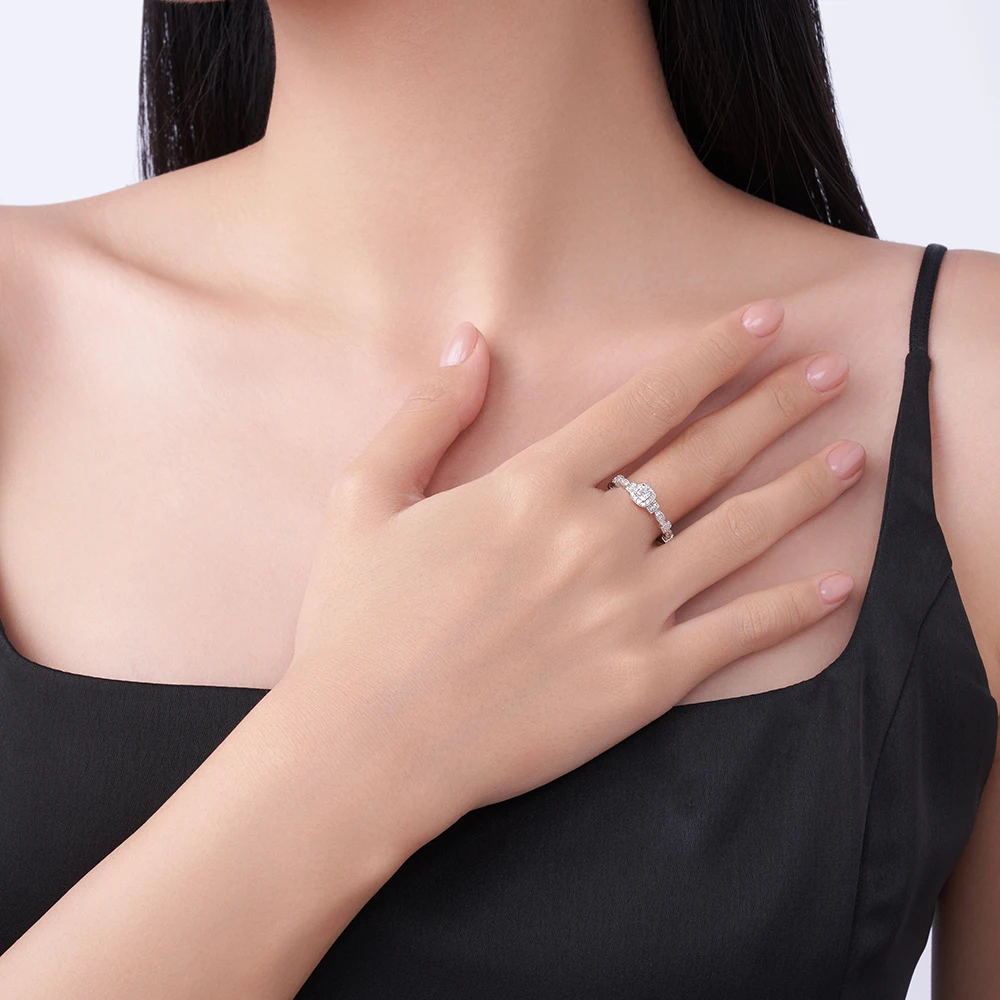 Crescent Moissanite Ring