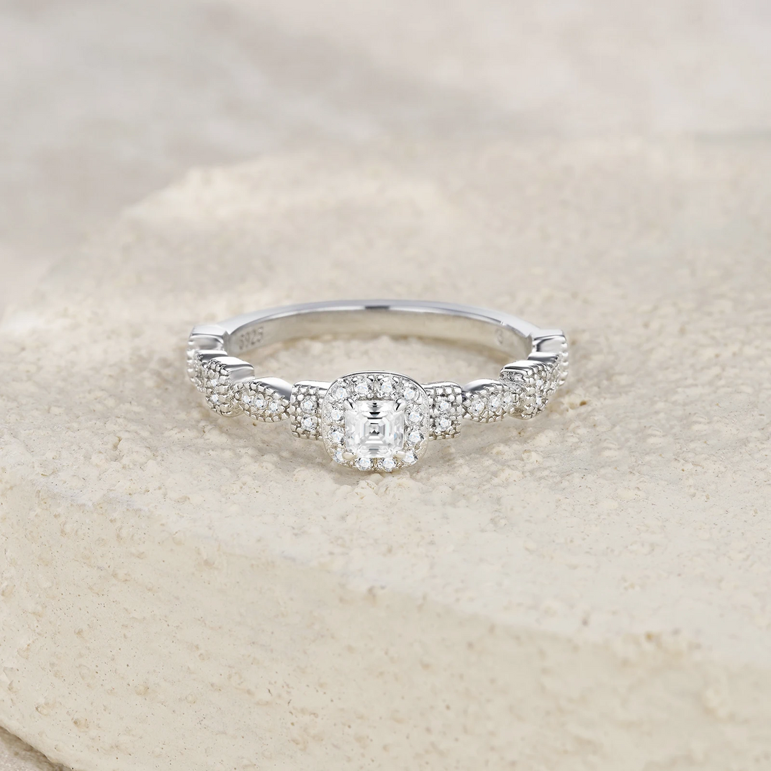 Crescent Moissanite Ring