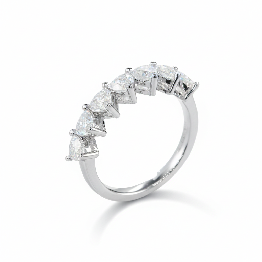 Trillion Cut Moissanite Band Ring