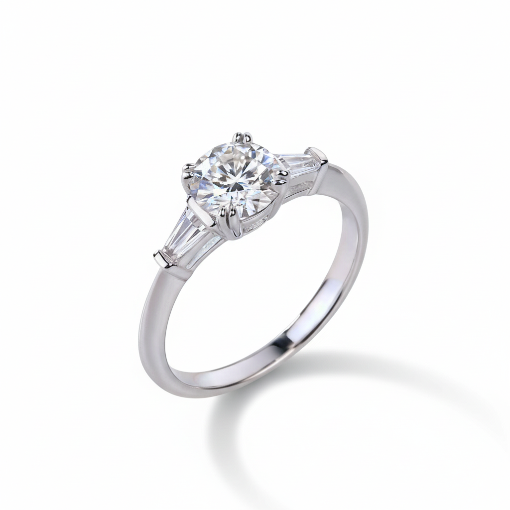 1 Carat Tapered Baguette Moissanite Ring