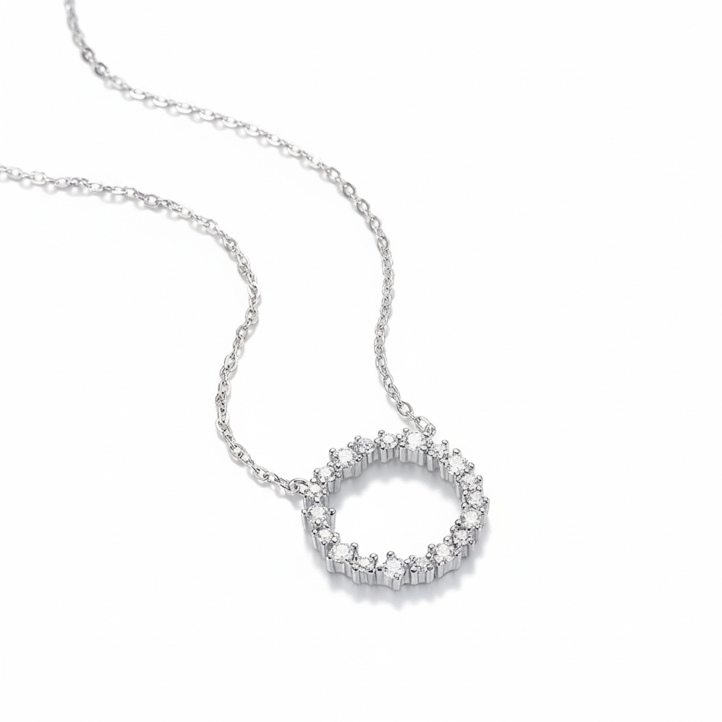 Moissanite Round Circle Pendant Necklace