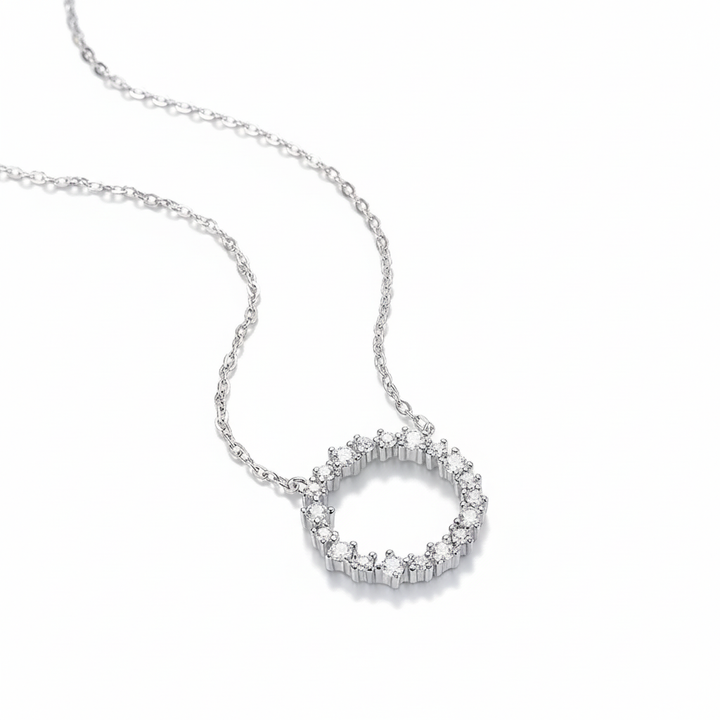 Moissanite Round Circle Pendant Necklace