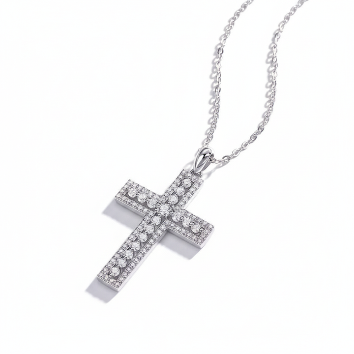Cross Moissanite Gemstone Pendants Necklace