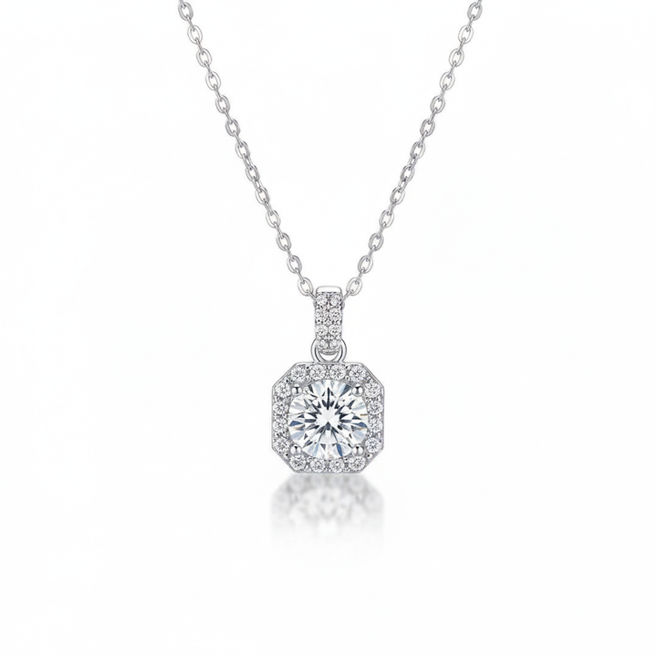 Square Halo Pendant Necklace
