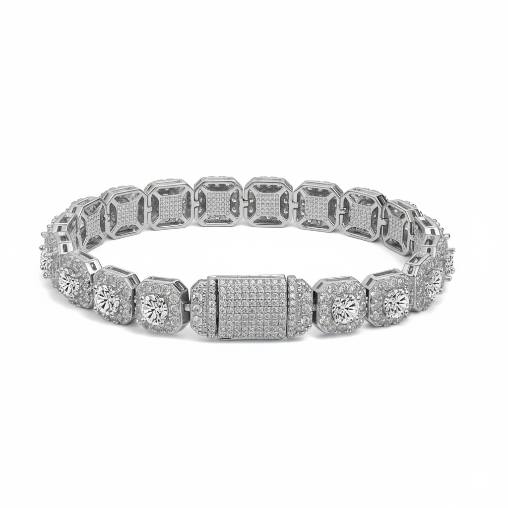 Round Baguette Moissanite Bracelet