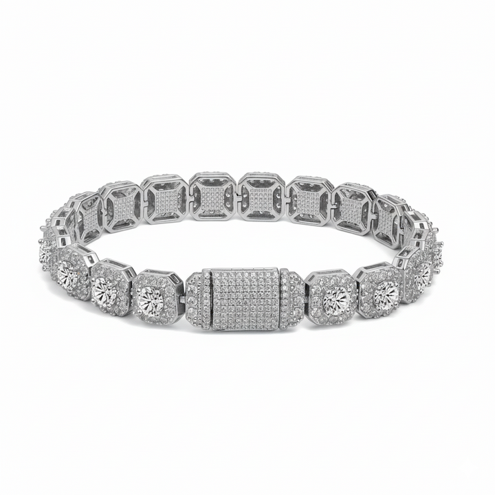 Round Baguette Moissanite Bracelet