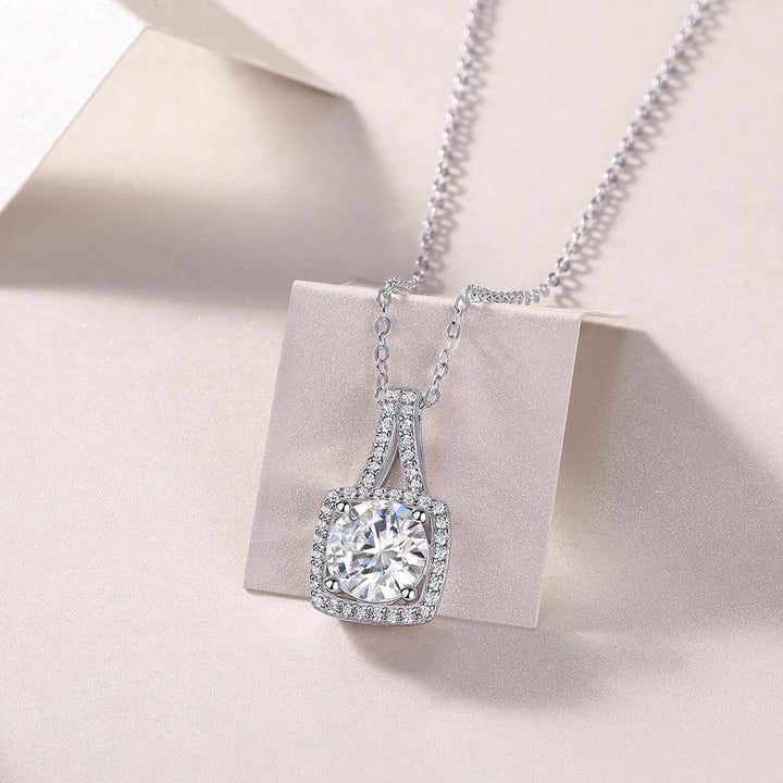 Square Halo Moissanite Necklace