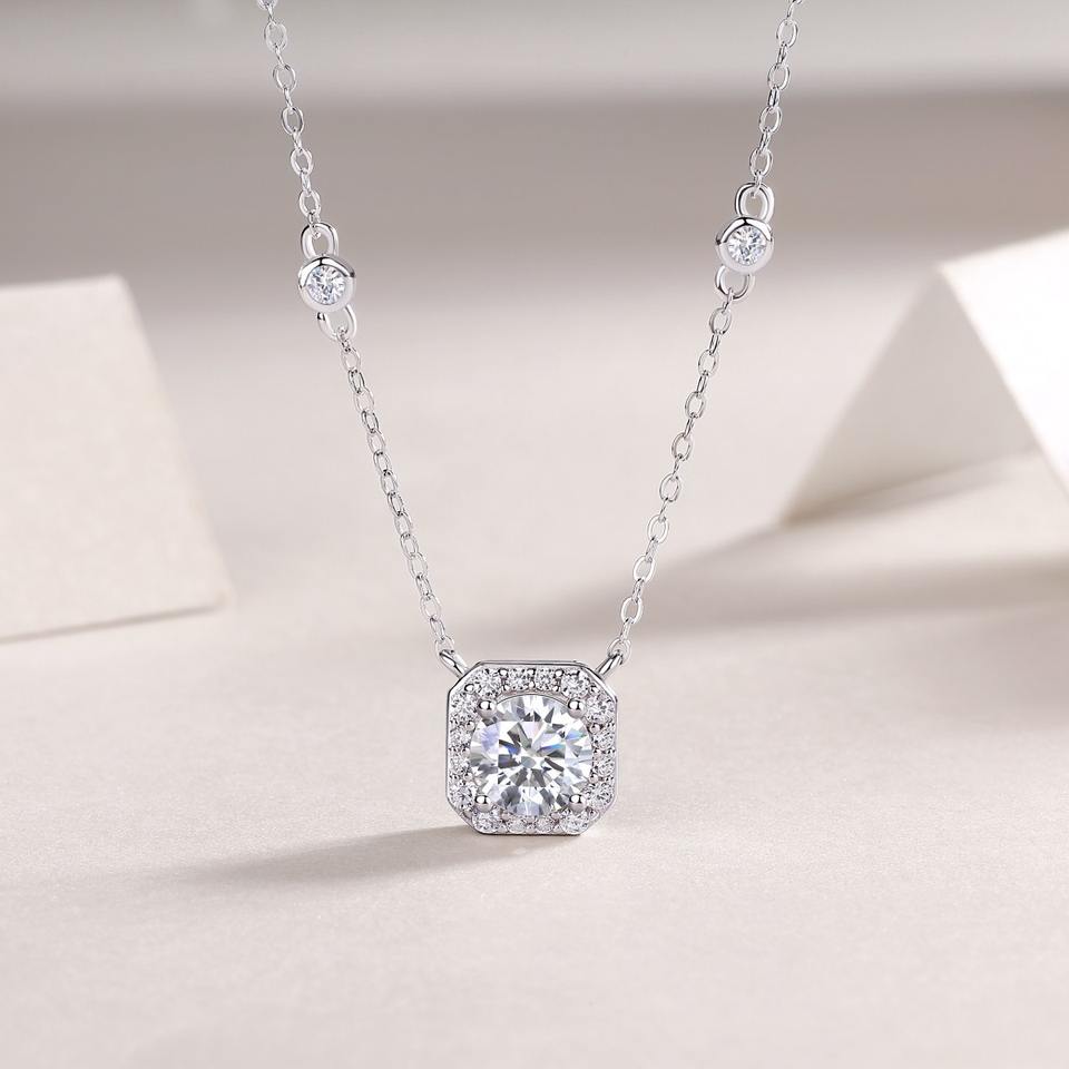 Halo Moissanite Pendant Necklace