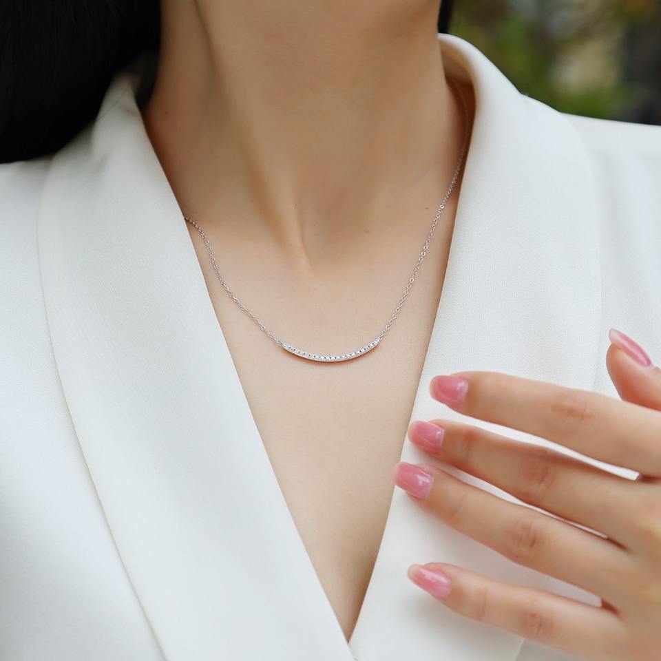 Moissanite Bar Pendant Necklace