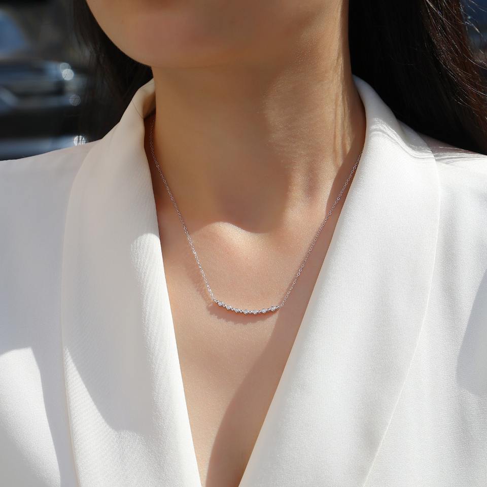 Moissanite Bar Pendant Necklace