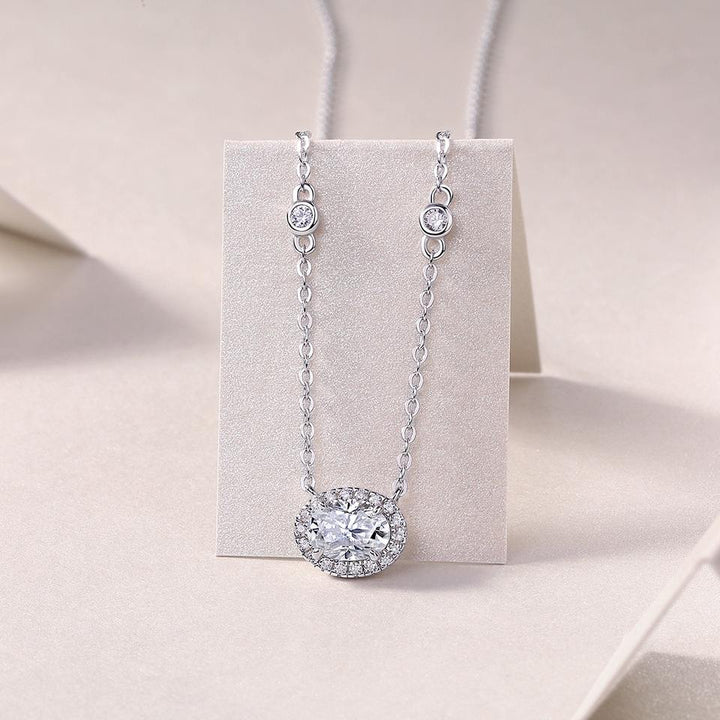 Oval Cut Moissanite Link Chain Necklace