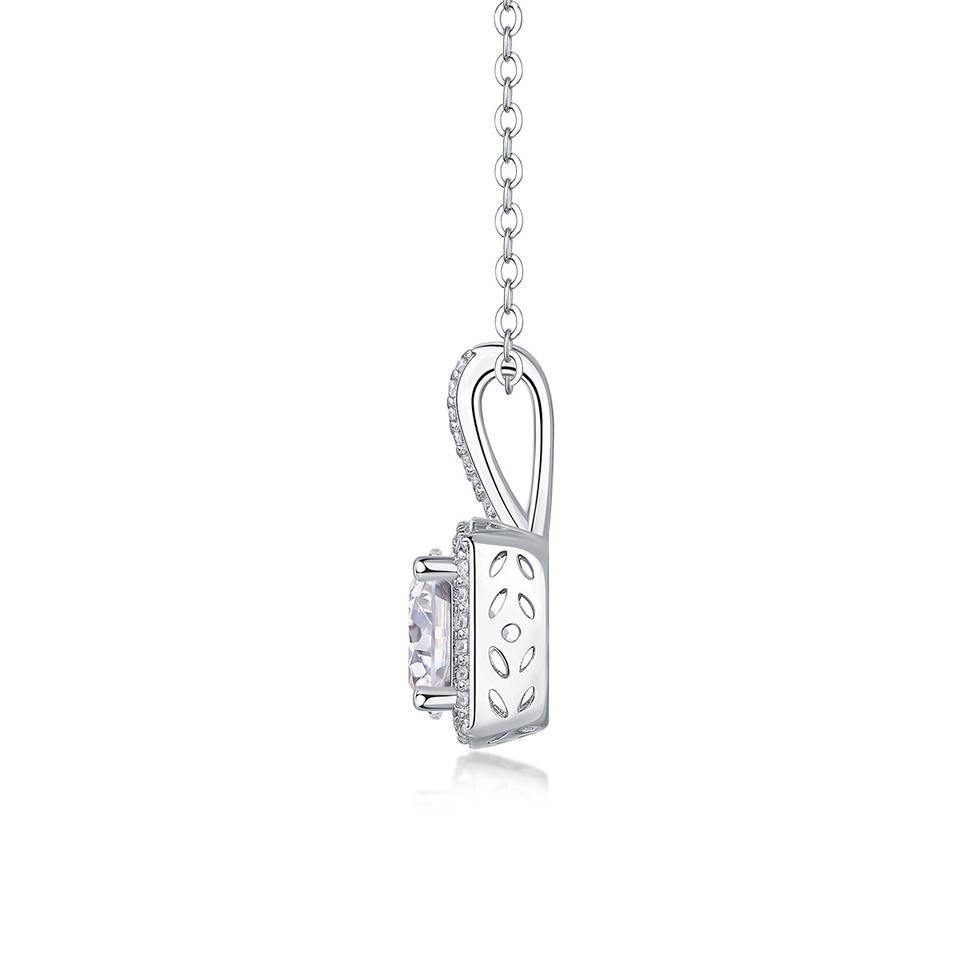 Square Halo Moissanite Necklace