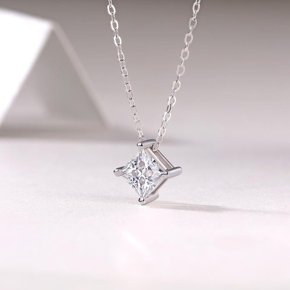 Princess Cut Moissanite Pendant Necklace