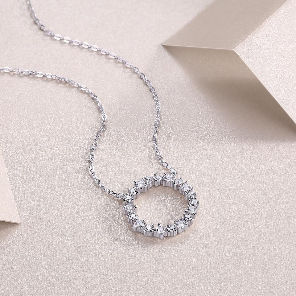 Moissanite Round Circle Pendant Necklace