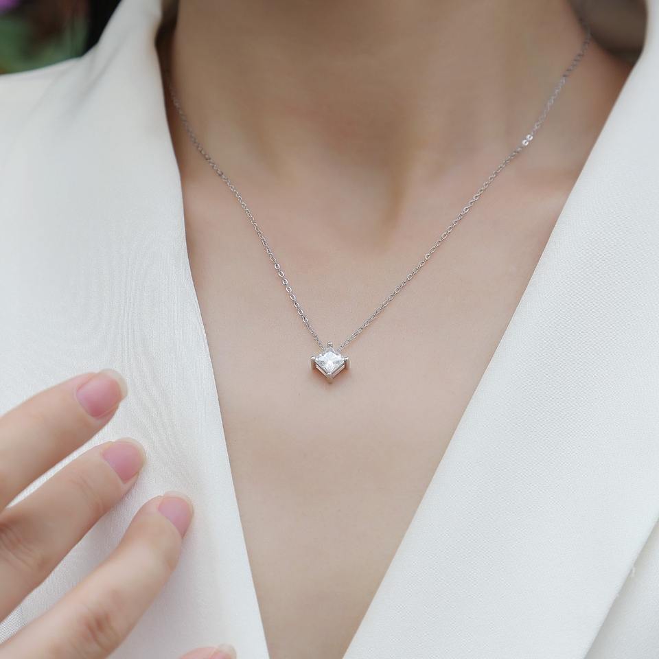Princess Cut Moissanite Pendant Necklace