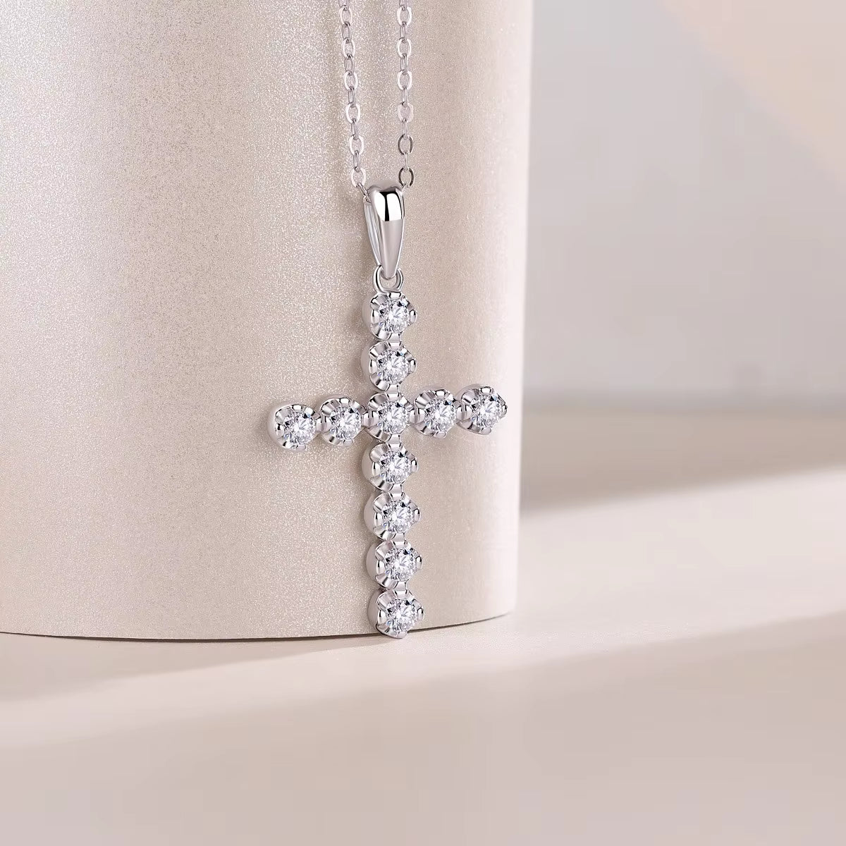 Cross Moissanite Gemstone Pendants Necklace