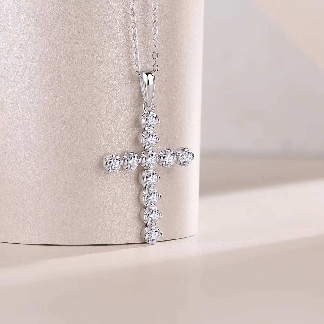 Cross Moissanite Gemstone Pendants Necklace