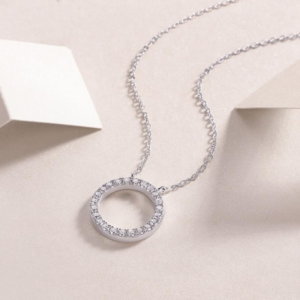 Circle Pendant Moissanite Necklace