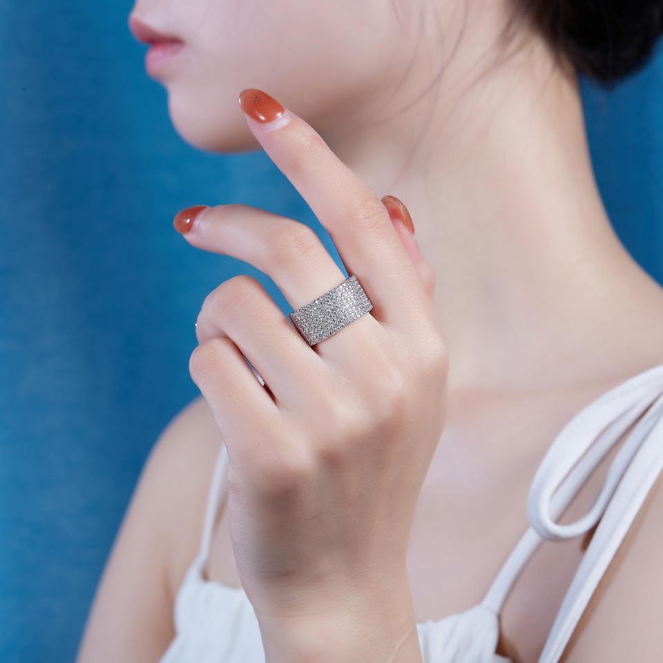 Iced Out Moissanite Statement Ring