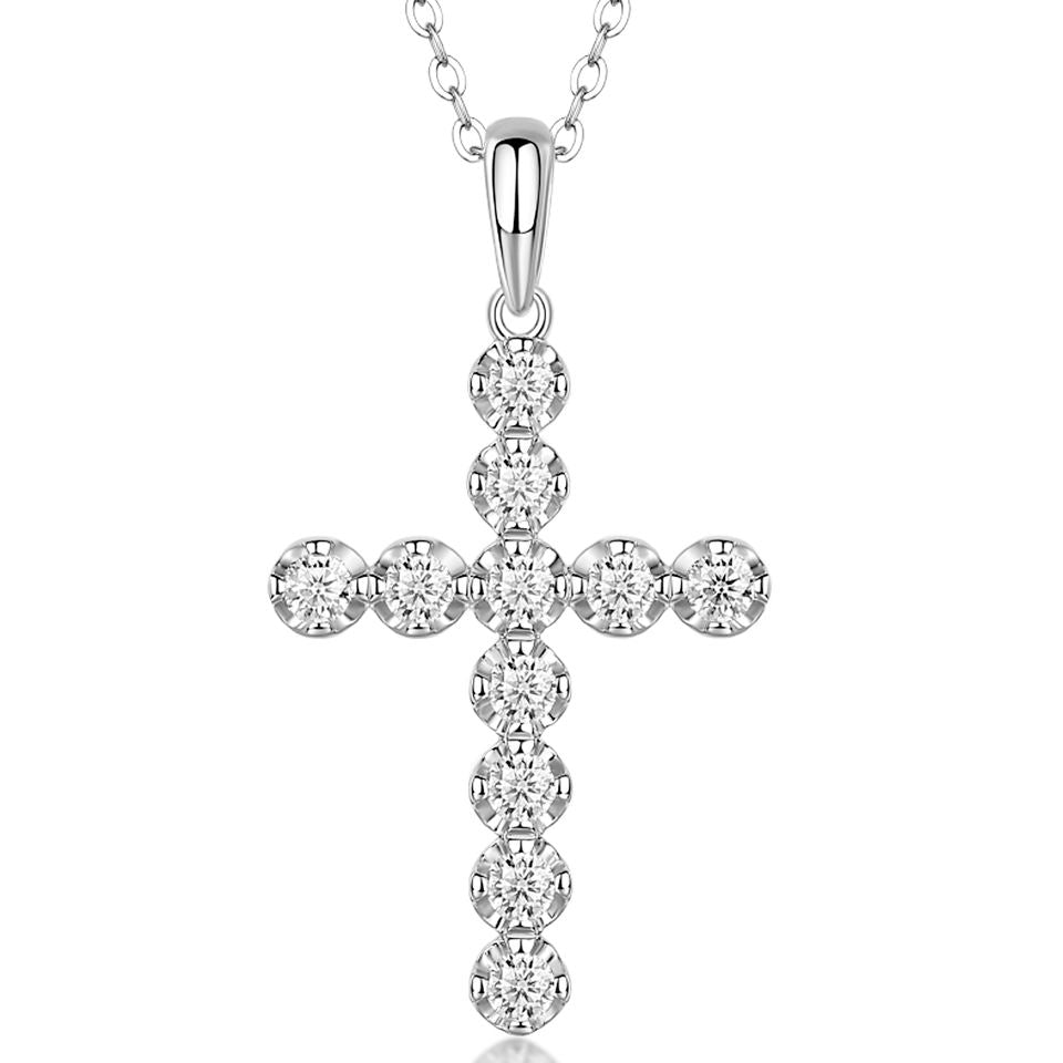 Cross Moissanite Gemstone Pendants Necklace