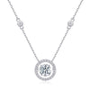 Moissanite Halo Round Pendant Necklace