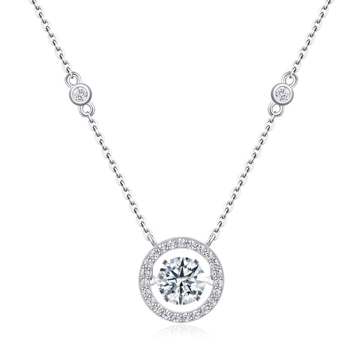 Moissanite Halo Round Pendant Necklace