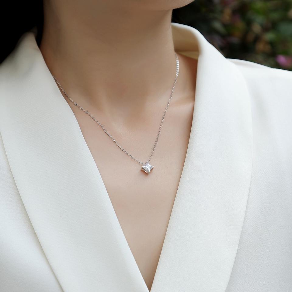 Princess Cut Moissanite Pendant Necklace