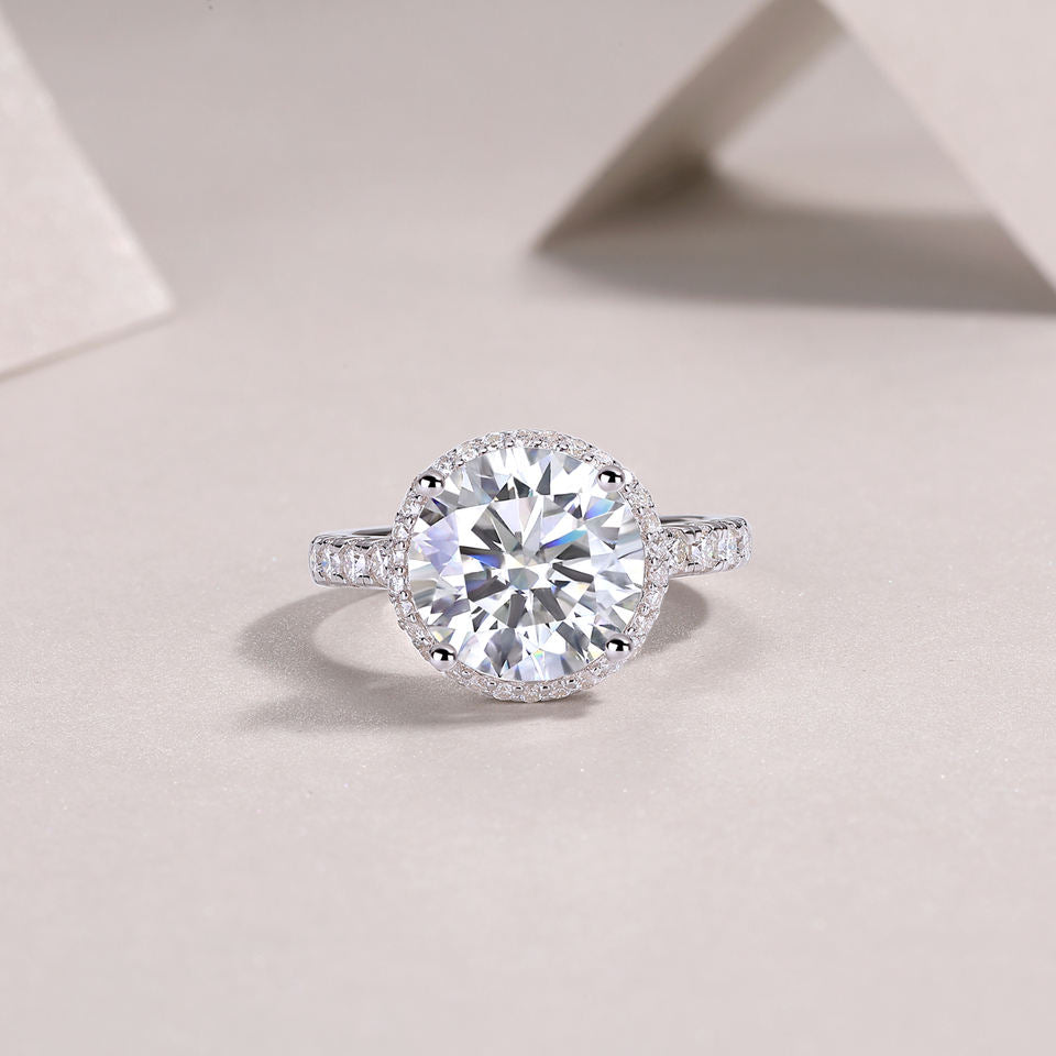 18K White Gold Plated Moissanite Ring