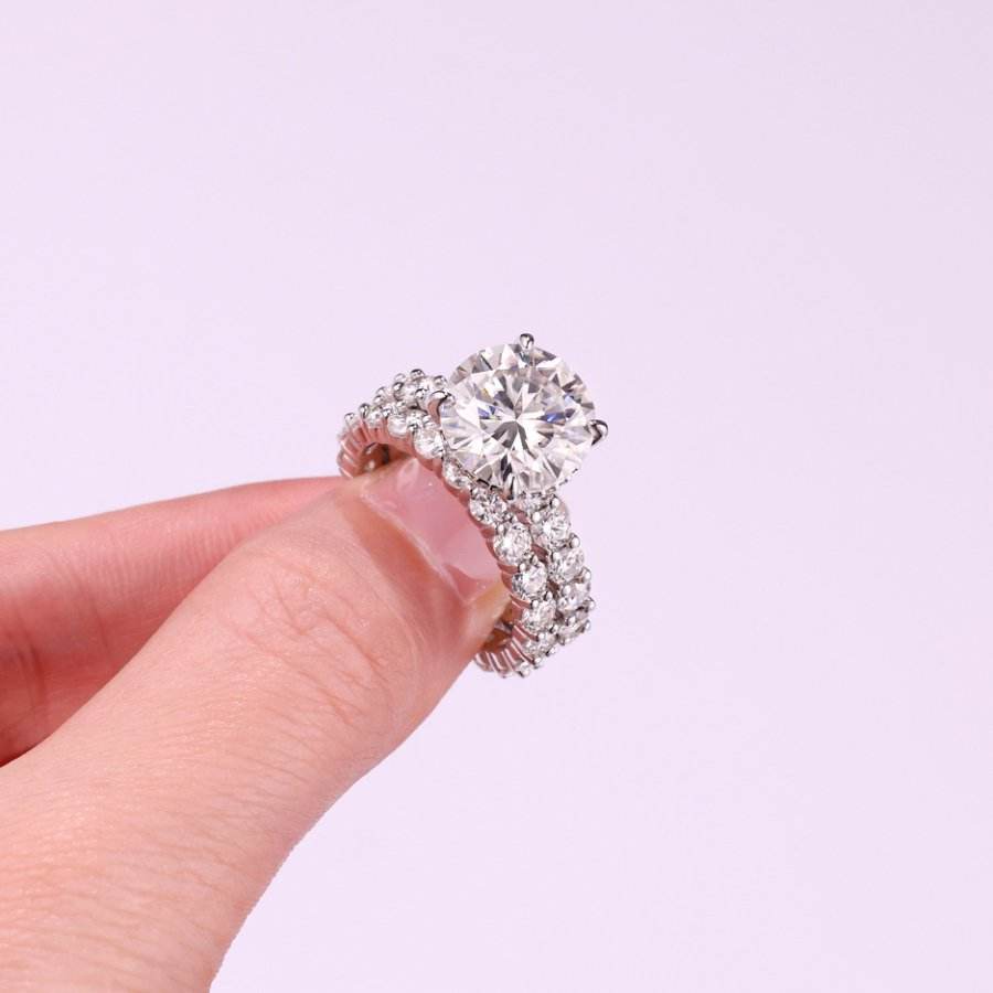 2pcs Stackable Moissanite Bands Ring