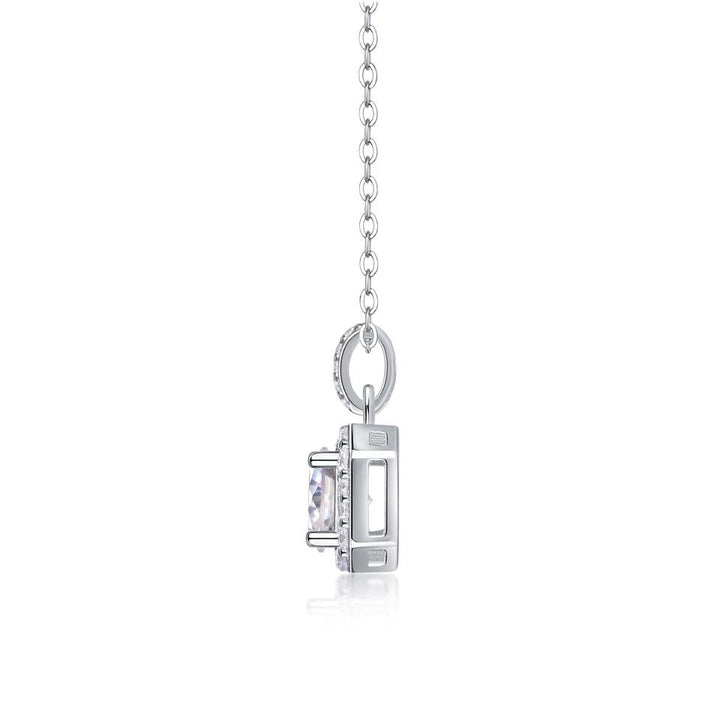 Brilliant Moissanite Square Halo Pendant Necklace