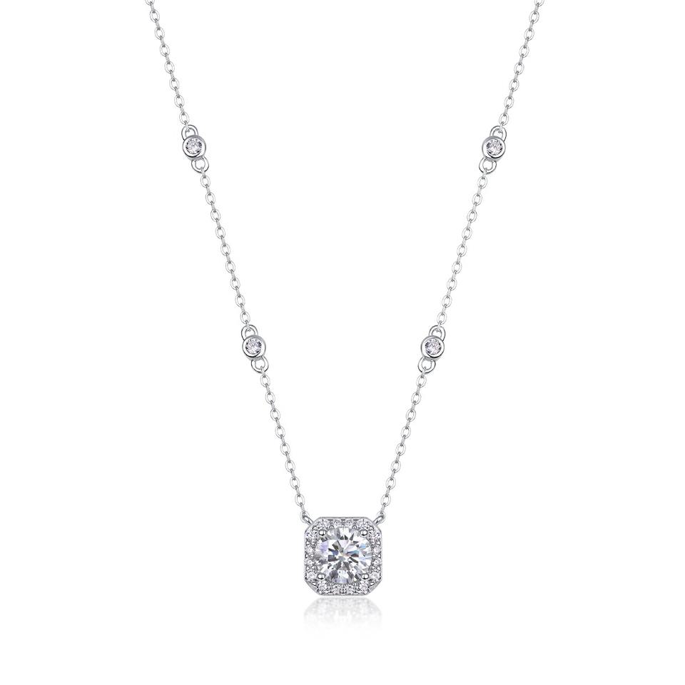 Halo Moissanite Pendant Necklace