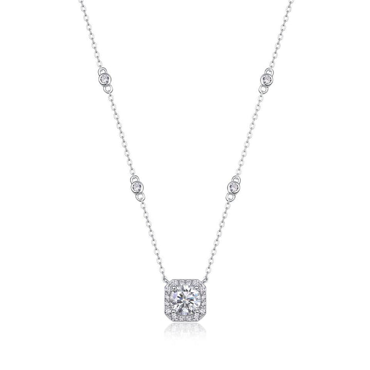 Halo Moissanite Pendant Necklace
