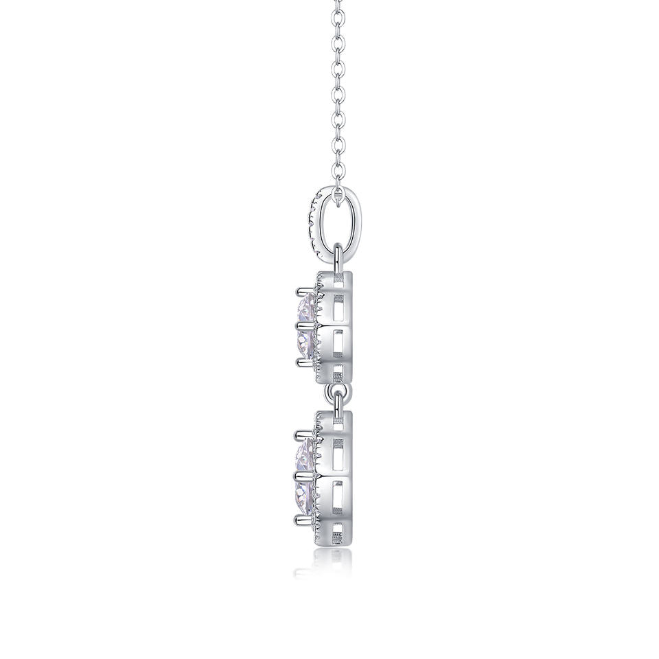 Double Moissanite Diamond Pendant Necklace