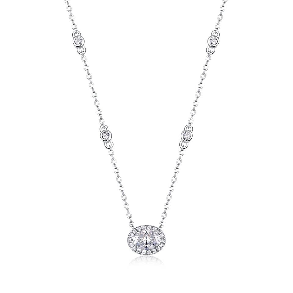 Oval Cut Moissanite Link Chain Necklace