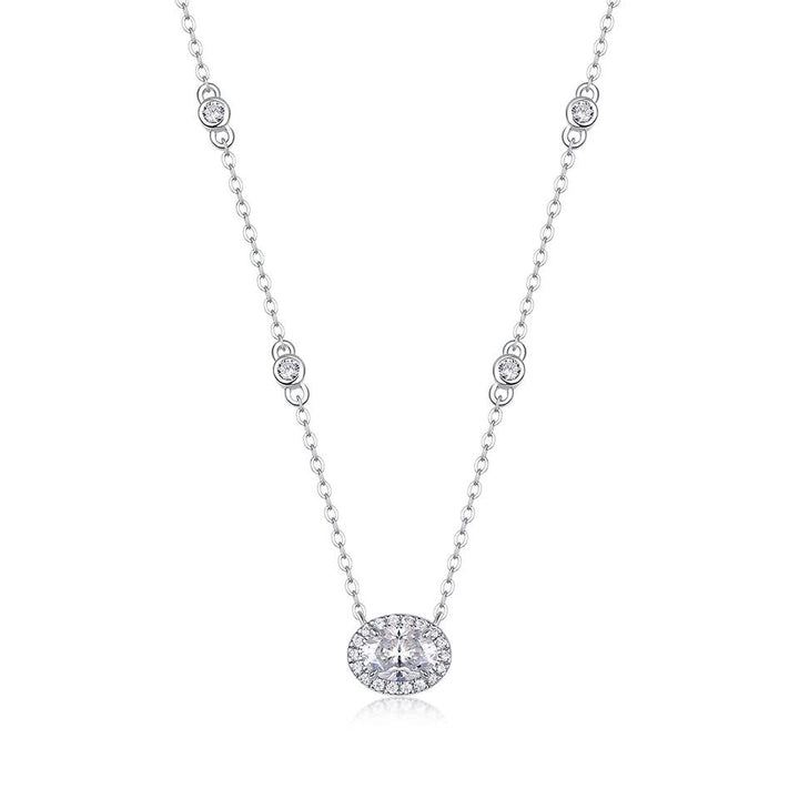 Oval Cut Moissanite Link Chain Necklace