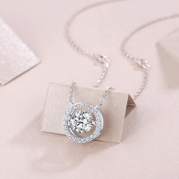 Moissanite Halo Round Pendant Necklace