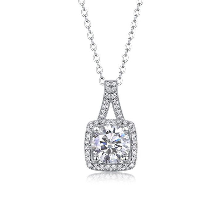 Square Halo Moissanite Necklace