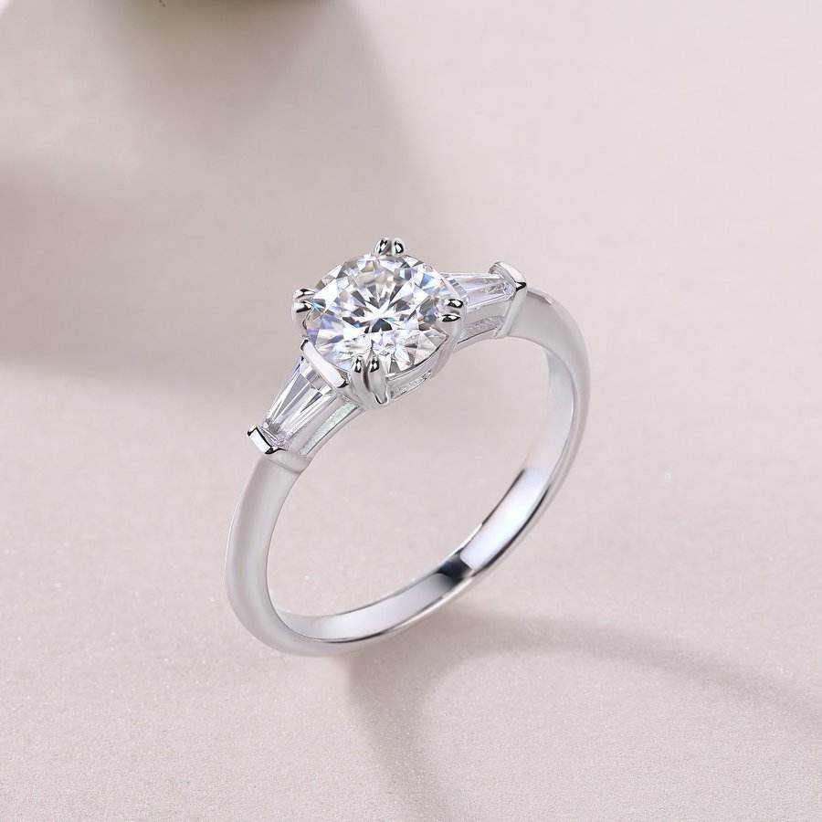 1 Carat Tapered Baguette Moissanite Ring