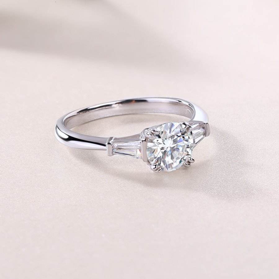 1 Carat Tapered Baguette Moissanite Ring
