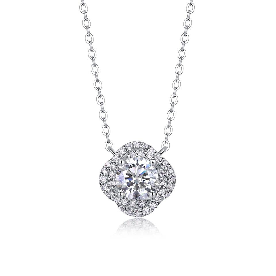Moissanite Flower Pendant Necklace