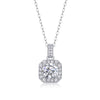 Brilliant Moissanite Square Halo Pendant Necklace