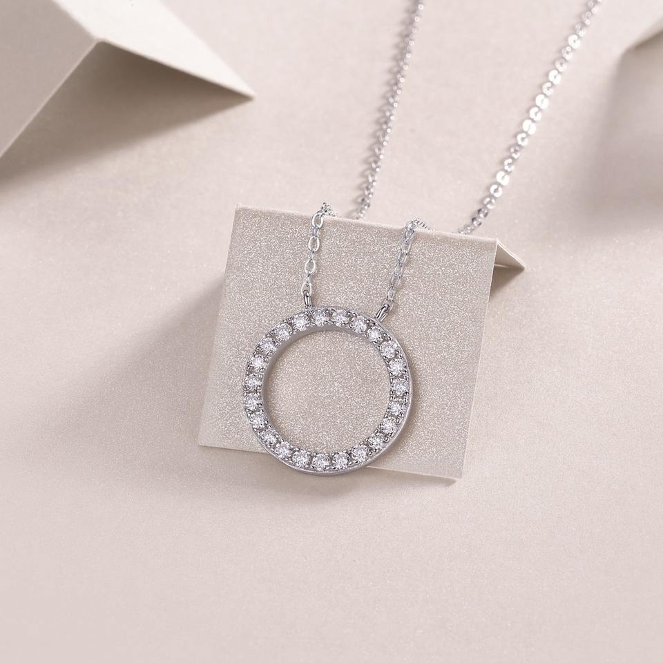Circle Pendant Moissanite Necklace