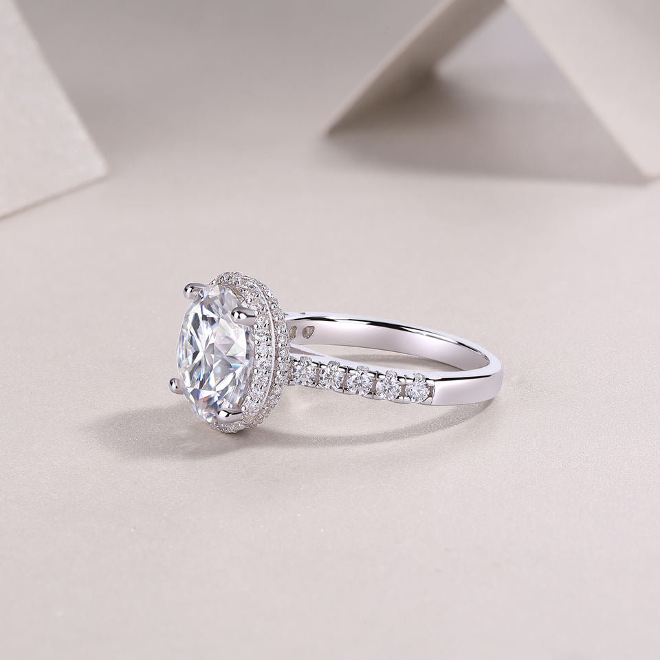 18K White Gold Plated Moissanite Ring