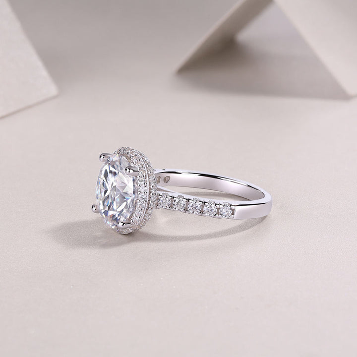 18K White Gold Plated Moissanite Ring