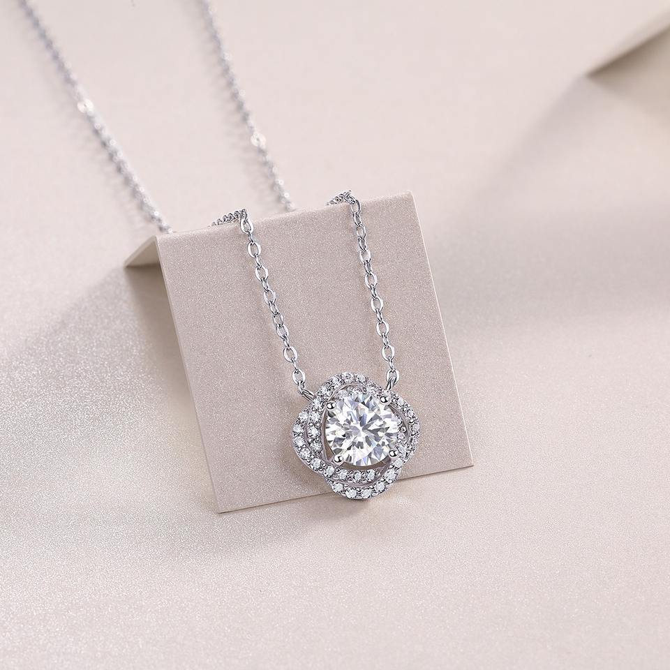 Moissanite Flower Pendant Necklace