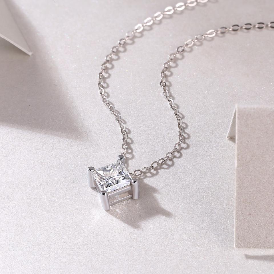 Princess Cut Moissanite Pendant Necklace