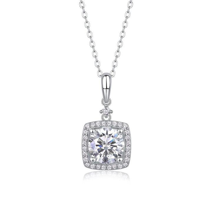 Halo Moissanite Gemstone Pendants Necklace