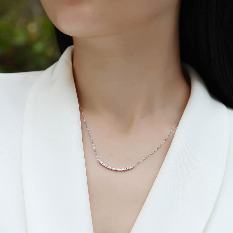 Moissanite Bar Pendant Necklace