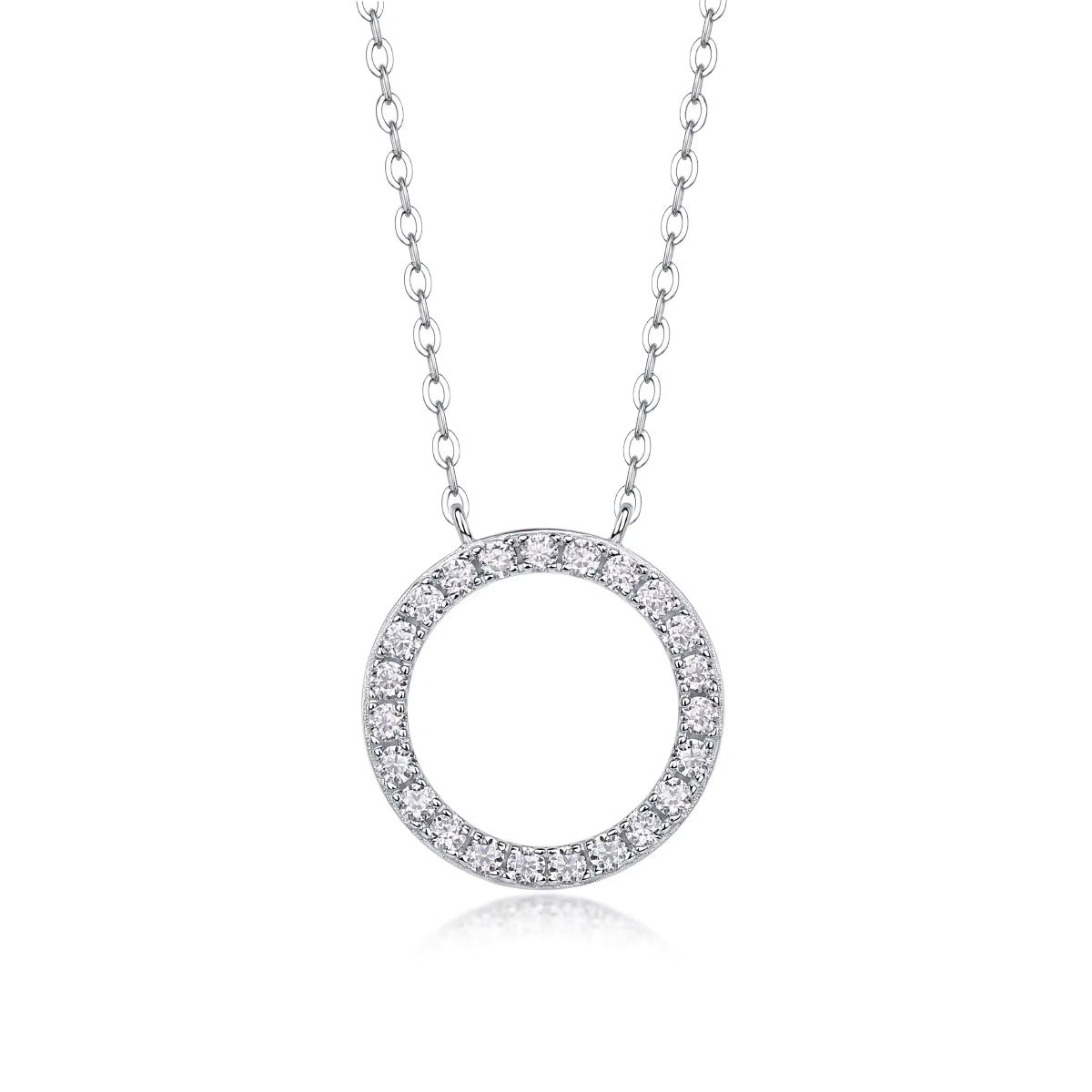 Circle Pendant Moissanite Necklace