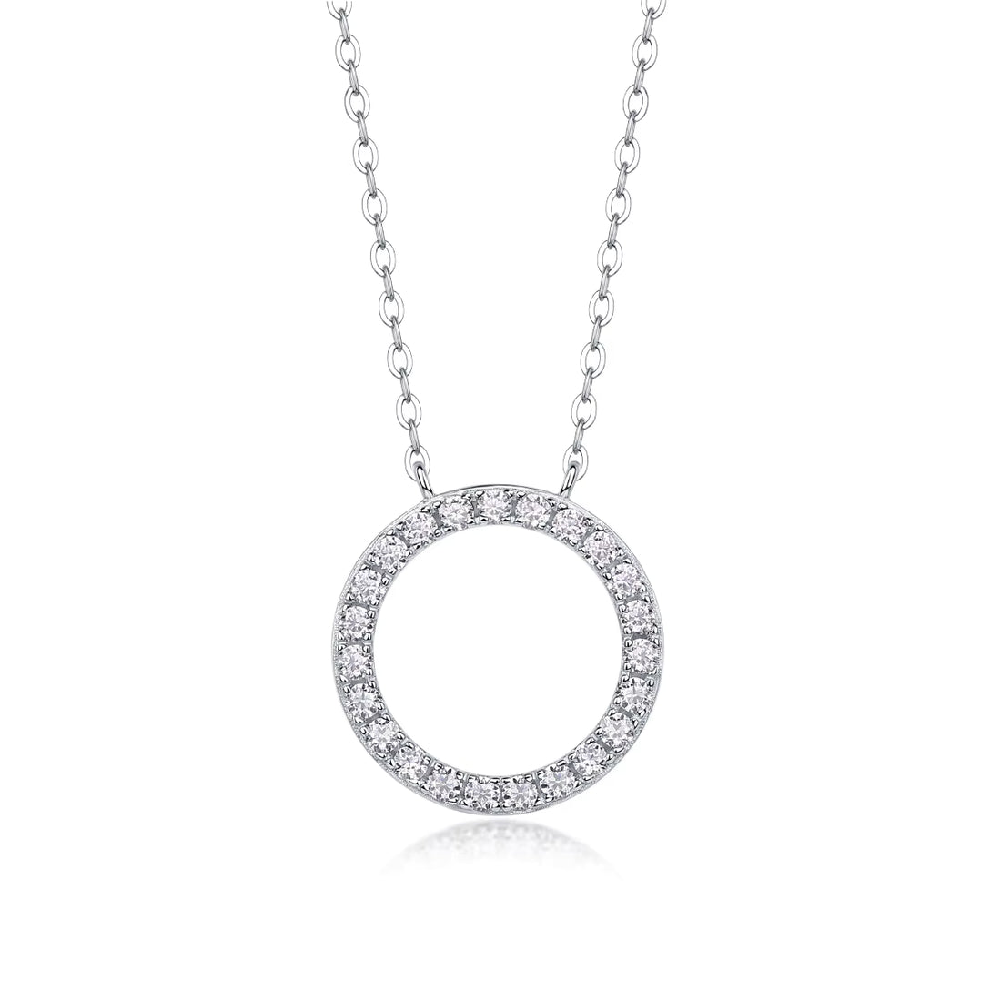 Circle Pendant Moissanite Necklace